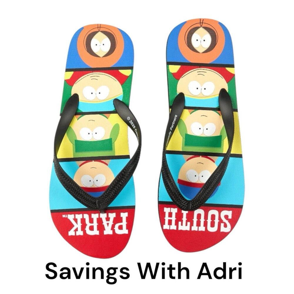Men's Flip Flops/Beach Sandals Sz 13 Multi Color South Park